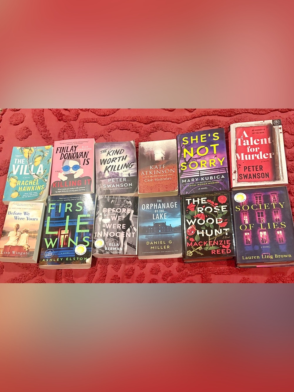 Mystery & Thriller Paperback Book Bundle - Red, Black, Blue Covers all for $40